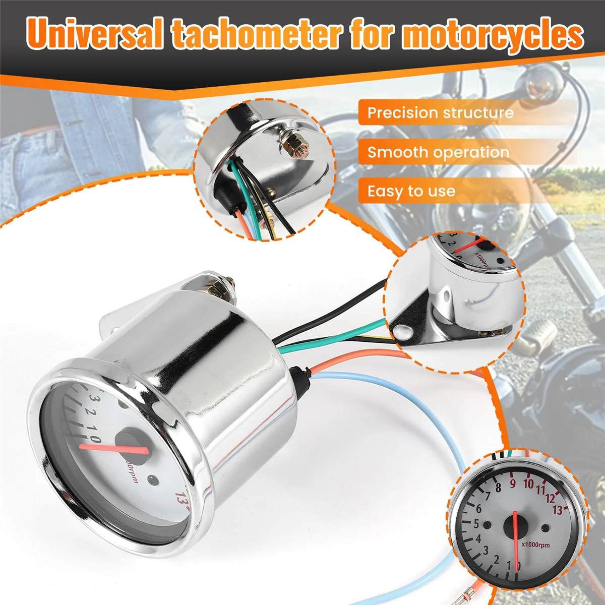 【Ultimo pagamento!】 Luce notturna contagiri analogico universale per scooter da moto 13000 giri/min