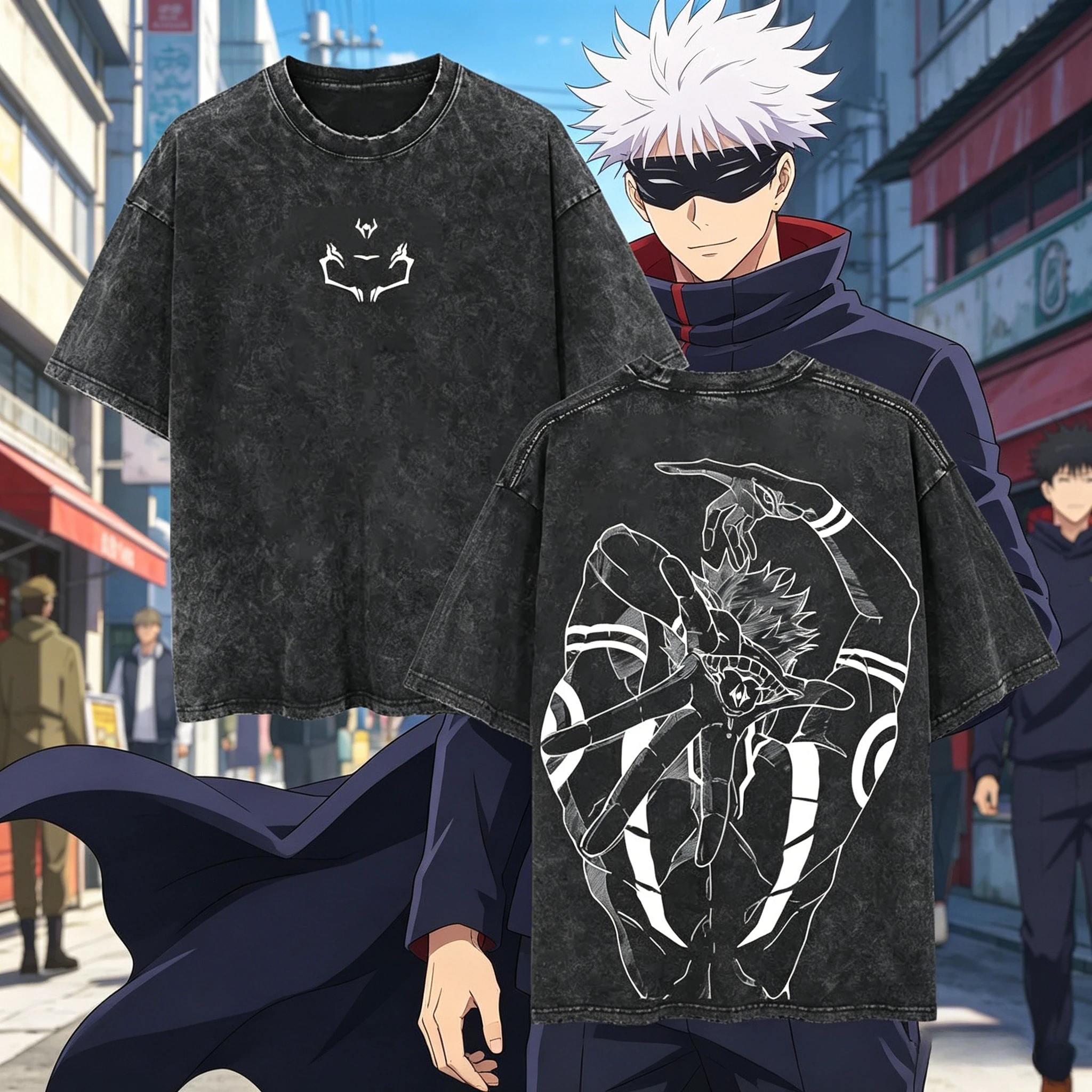 2026 Sommer Anime Jujutsu Kaisen Ryomen Sukuna Harajuku Vintage Washed T-Shirt Baumwolle Herren Streetwear Oversized Ärmel Unisex Y2k