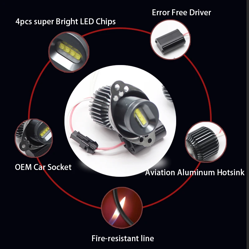 Daytime Light 160W/pair 6000K White Color DRL LED Marker Light Angel Eyes Bulbs for BMW 3 series E90 E91 LCI Halogen 09-11