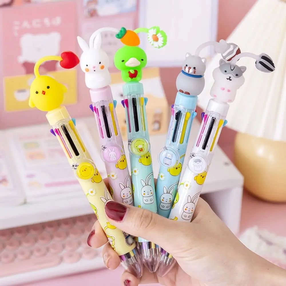 Kawaii 8 Colors Ballpoint Pen Cartoon Multicolor Animal Pendant Ballpoint Pen Creative Three-dimensional Graffiti Pen