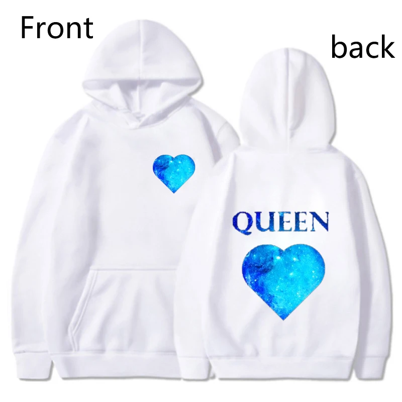 King And Queen Printed Hoodies For Lovers Fashion Women Men Casual Graphic Creative Couple Sweatshirts Autumn Winter Pullovers