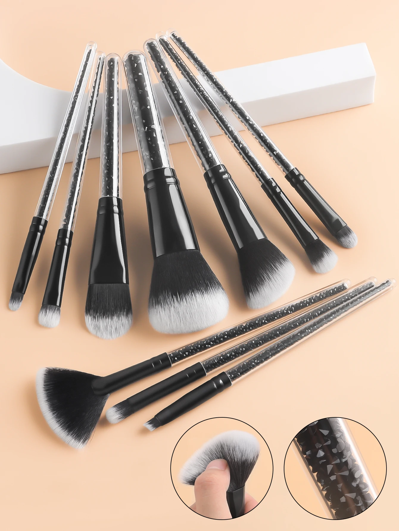 10 ชิ้น Black Diamond แปรงสี Powder Powder Blusher Face Repair แปรงอายแชโดว์แบบพกพาเริ่มต้นแต่งหน้า T