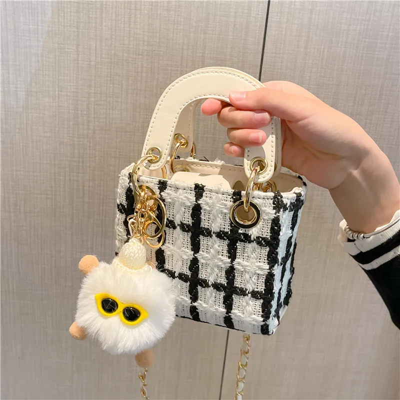 Children Handbag Trend Contrasting Checkered Diagonal Cross Bag Versatile Girl Handbag Children Menssenger Bag Mochila Infantil