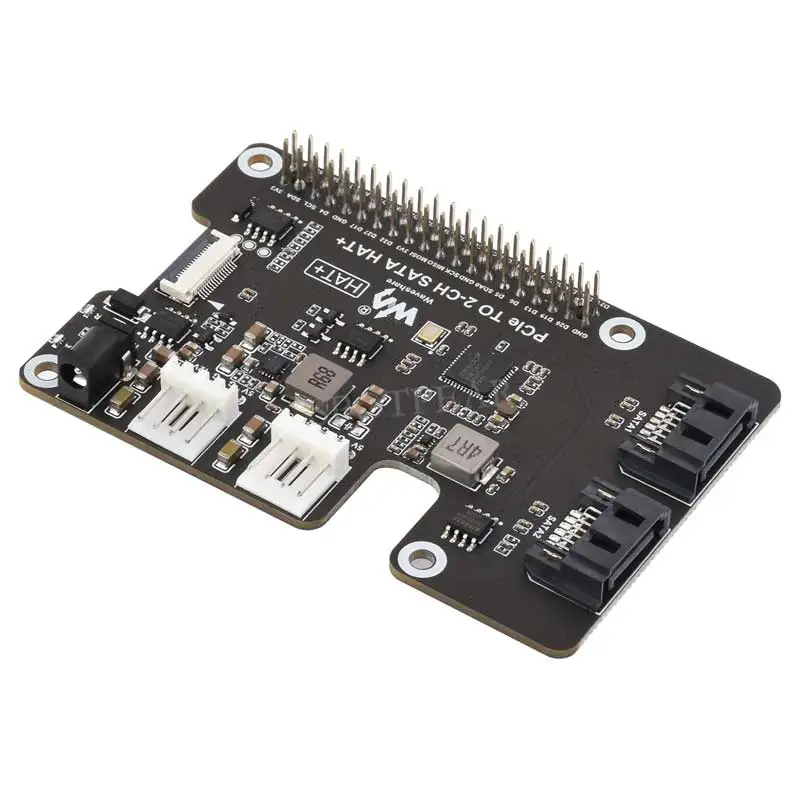 Raspberry Pi 5 PCIe-SATA 확장 보드(EEPROM HAT+ 포함) Waveshare PCIe-2-CH SATA HAT+