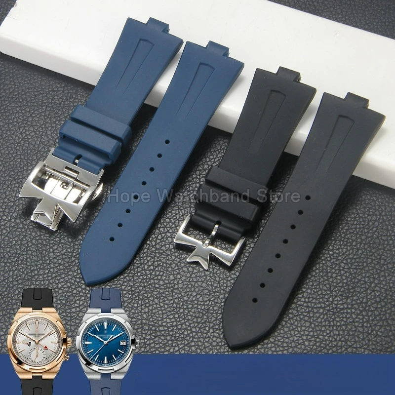 Accessoires de montre en Silicone noir et bleu, pour Vacheron Constantin à l'étranger 47040 47450 49020 49150, bracelet résistant aux déchirures à séchage rapide