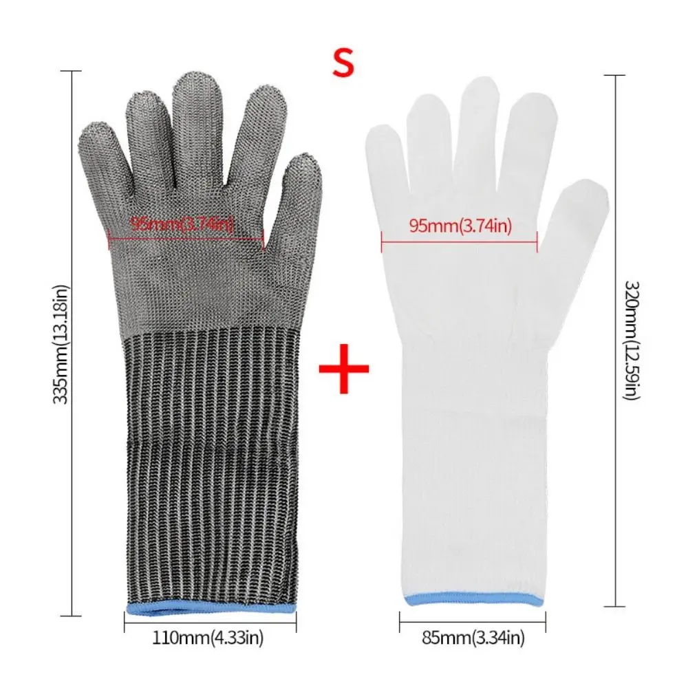 Safety Anti-cut Gloves with Arm Protection Comfortable Extended Gloves Durable Stainless Steel Wire Cutting Accessories Kitchen