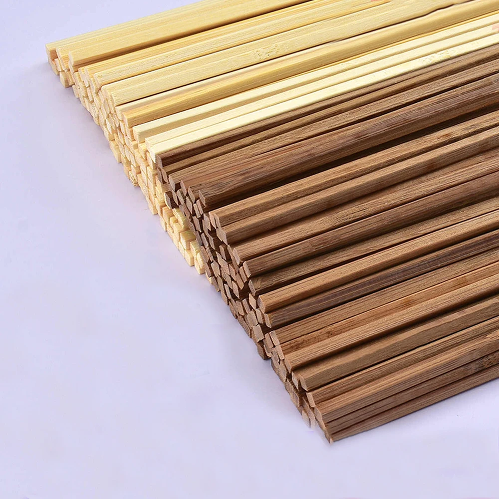 50Pcs 3mm-9mm Round/Square Natural Wood And Bamboo Sticks Long 300mm DIY Handmade Craft Products Small Wooden Stick Materials