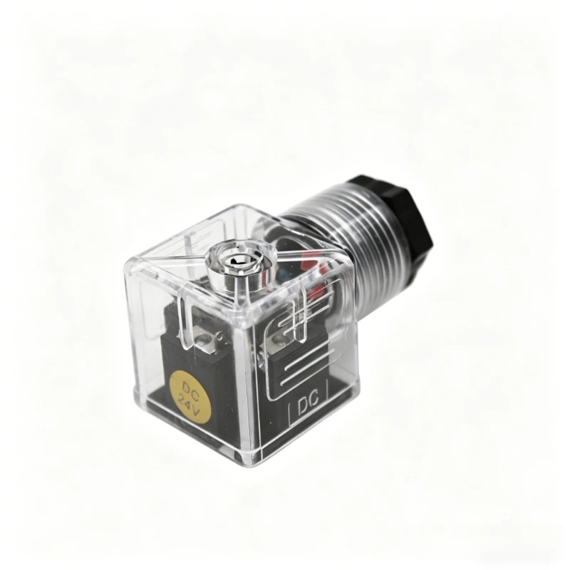 0200TA  24V Hydraulic Solenoid Valve Junction Box Lamp Holder Solenoid Valve Plug Transparent White 220V with Indicator Light