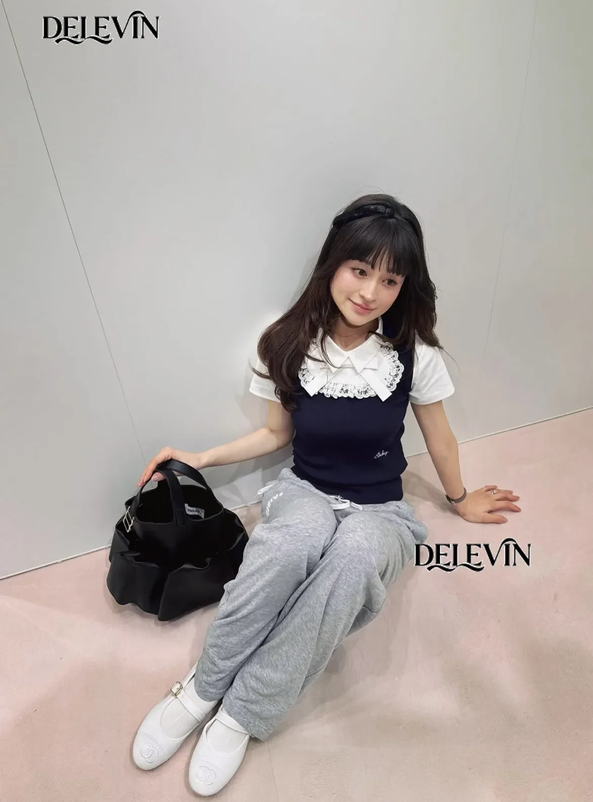 Japanese Style Sweet Lace Stitching Black Women T-Shirts Summer New 2026 Slimming Fashion Casual Tops Cute Short Sleeve Tshirt