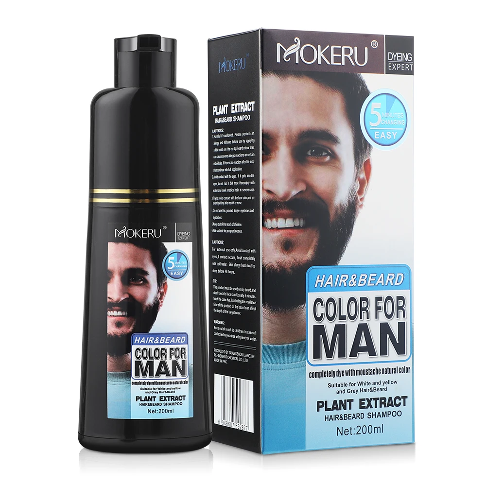 

200ml Herbal Extract Fast Permanent Black Dye Hair Shampoo Removal White Grey Beard Hair for Men Long Lasting Hair Color Dye