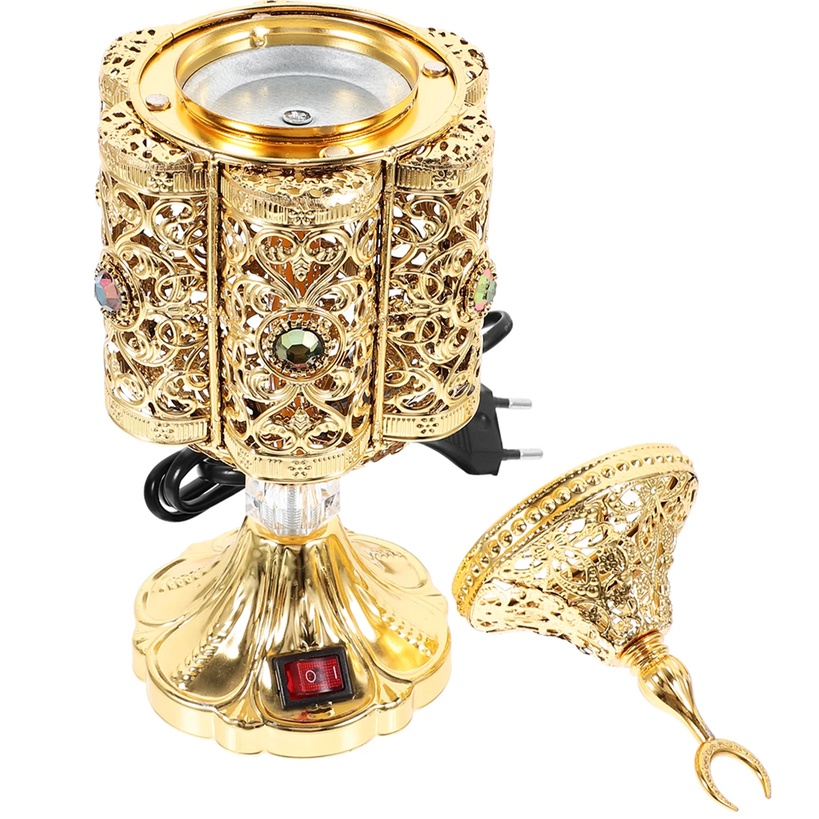 

1pc Electric Incense Burner Plug In Metal Desktop Aroma Holder For Home Temple Decor Retro Censer Lightweight Portable Eu Plug