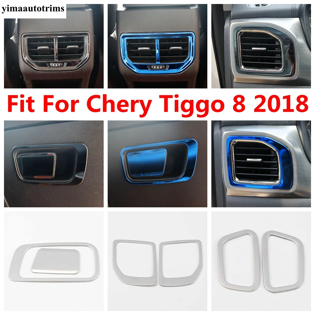 Dashboard Central Air AC Vent Outlet Frame / Glove Box Sequin Decor Cover Trim For Chery Tiggo 8 2018 Blue Accessories Interior