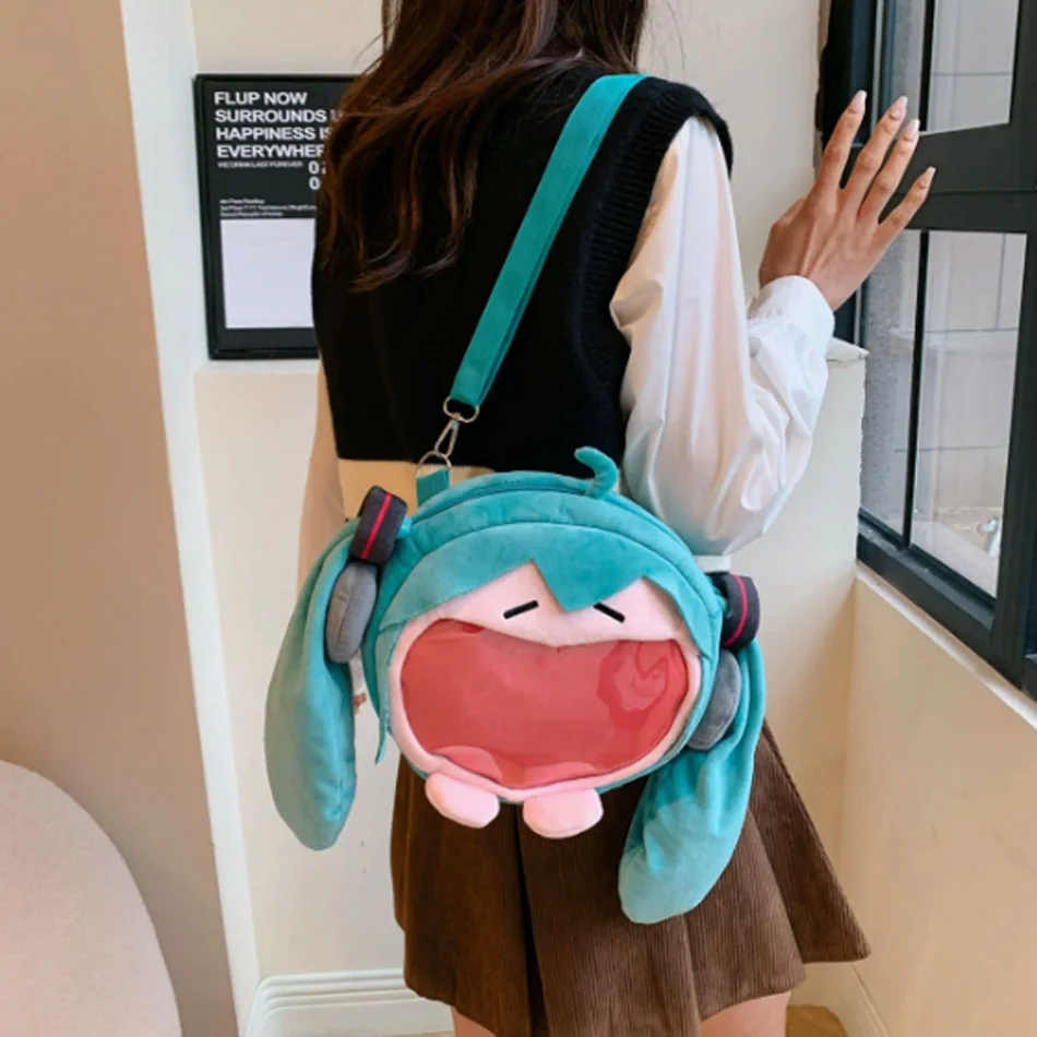 Neue Kawaii Hatsune Miku Mädchen Herzförmige Münzbörse Schultertasche Niedliche Cartoon-Kopfhörertasche Umhängetasche Anhänger Freundin Geschenk