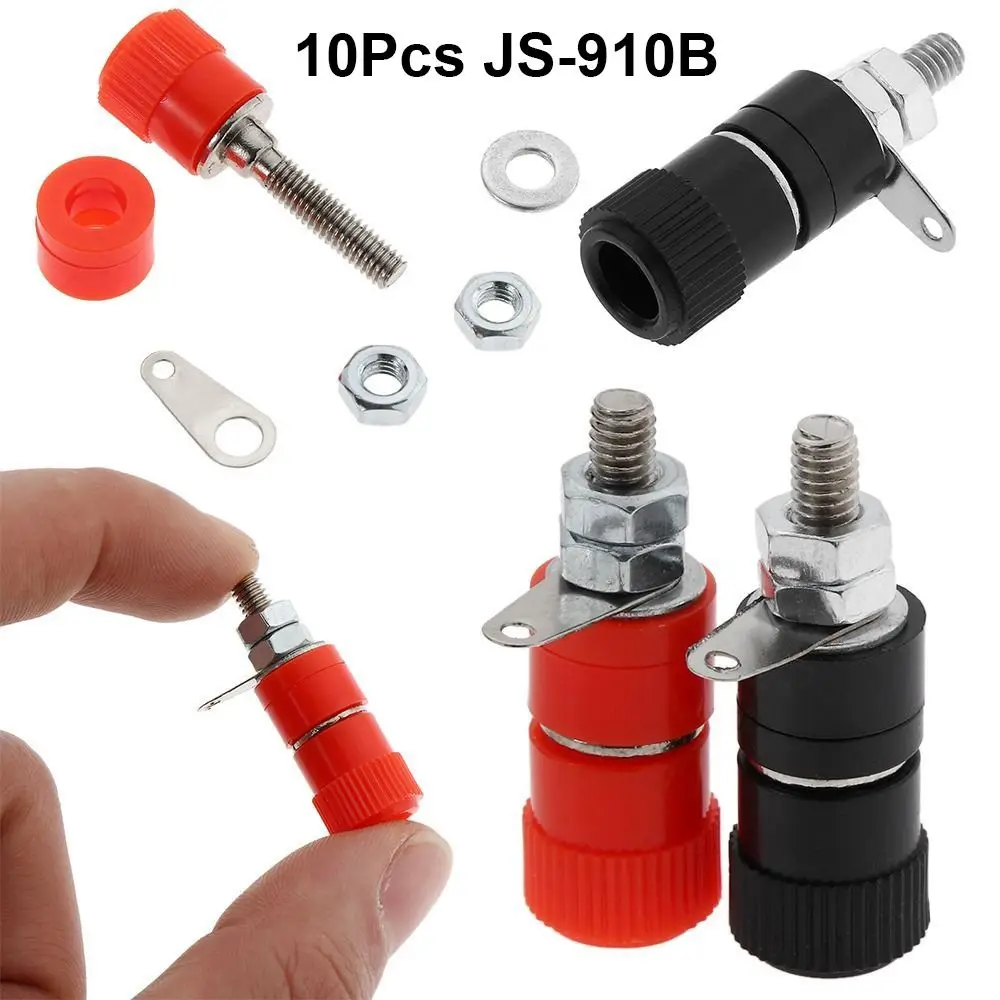 10Pcs JS-910B JS-919 Terminal Wire Connectors Binding Post 4mm Banana Plugs Female Black Red Jack Socket Mounter
