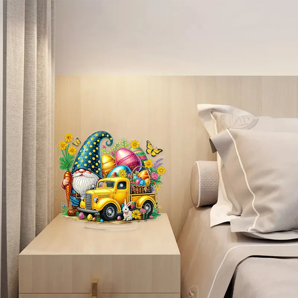 

2D Flat Print Easter DIY Desktop Diamond Art Kits Diamond Painting Desktop Ornaments Kit Diamond Painting Desktop Decorations