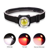 COB LED Headlamp USB Rechargeable Headlight Waterproof Head Lamp White Red Lighting with Built-in Battery