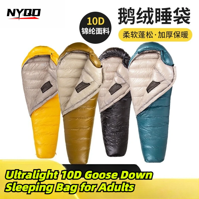 Ultralight 10D Goose Down Sleeping Bag for Adults, Waterproof Warm, Outdoor Camping Hiking Mountaineering
