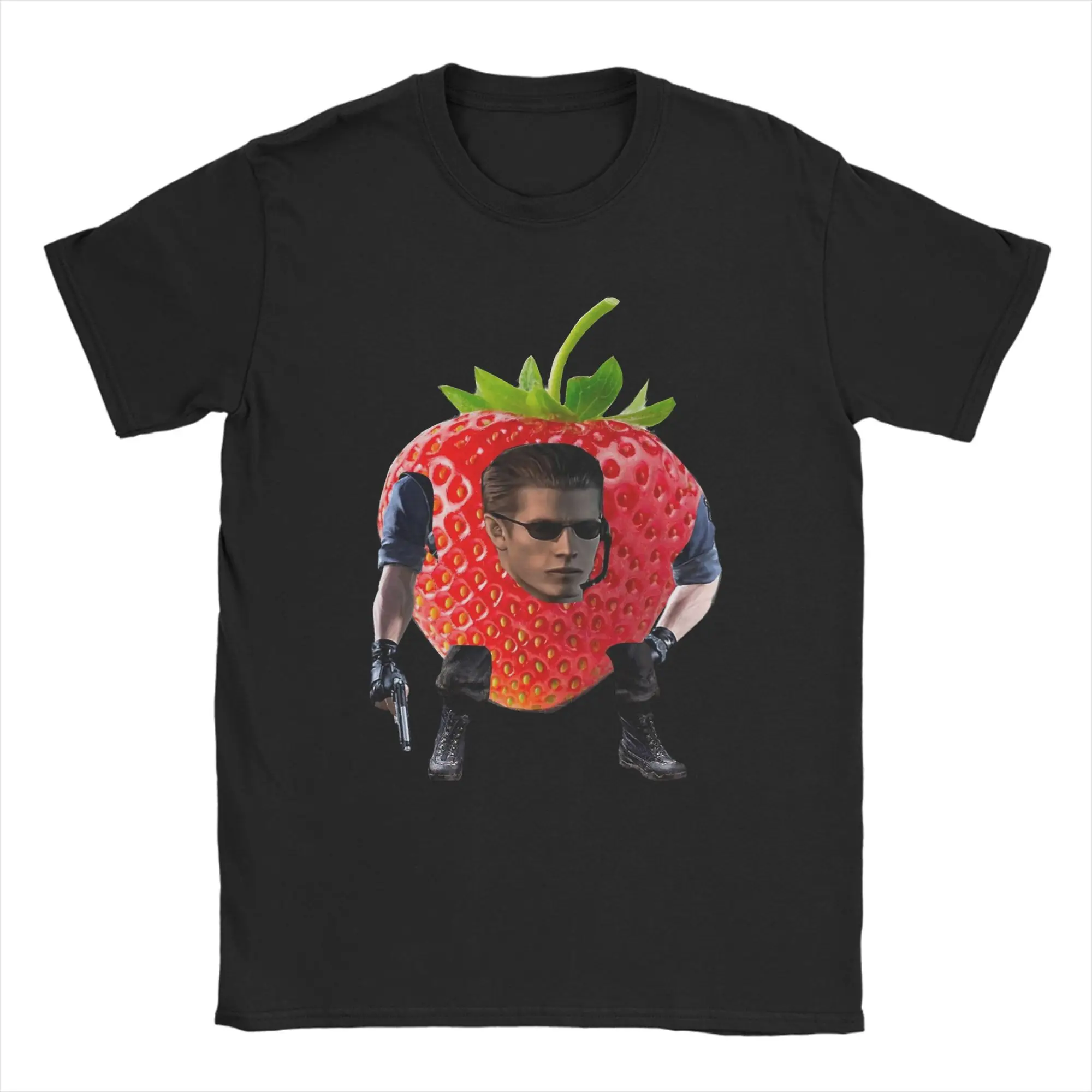 Men's T-Shirts Albert wesker strawberry Crazy Pure Cotton Tees Short Sleeve  T Shirt Round Collar Clothing Unique