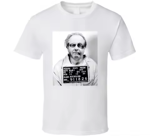 Jack Nicholson Celebrity Mugshot Fake Funny Parody T Shirt