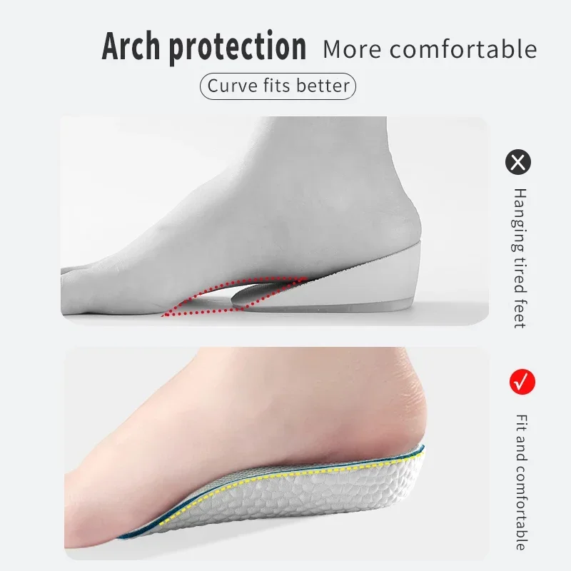 1.5/2.5/3.5 Cm Arch Support Height Increase Insoles Light Weight Soft Elastic Lift Soft Elastic Lifting For Men Women Shoes Pads