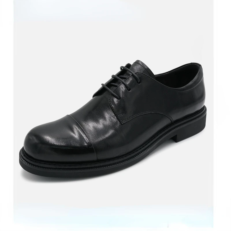 

Spring and Autumn New New Men's Dress Shoes Lace-up Cowhide Round Head Derby Shoes Groom Wedding Shoes