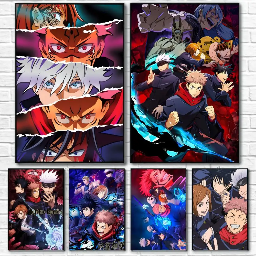 Animation J-Jujutsu Kaisen Poster Self-adhesive Painting with prints Home bedroom living room decoration