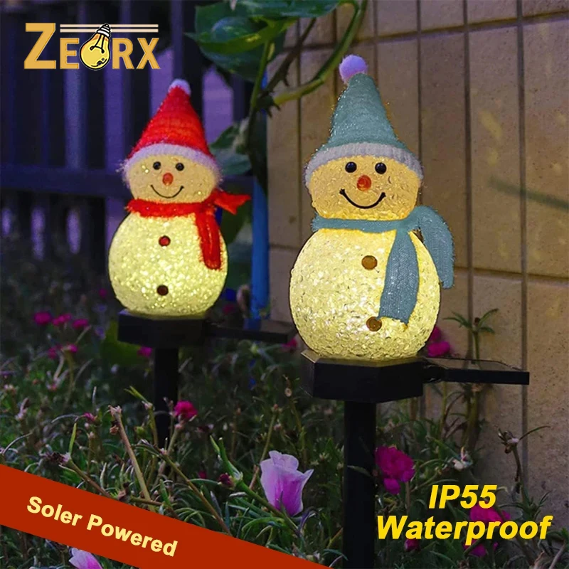 أوتاد ضوء الشمس لعيد الميلاد، أضواء شمسية لرجل الثلج لساحة الحديقة والحديقة والمناظر الطبيعية وديكور الممشى #1