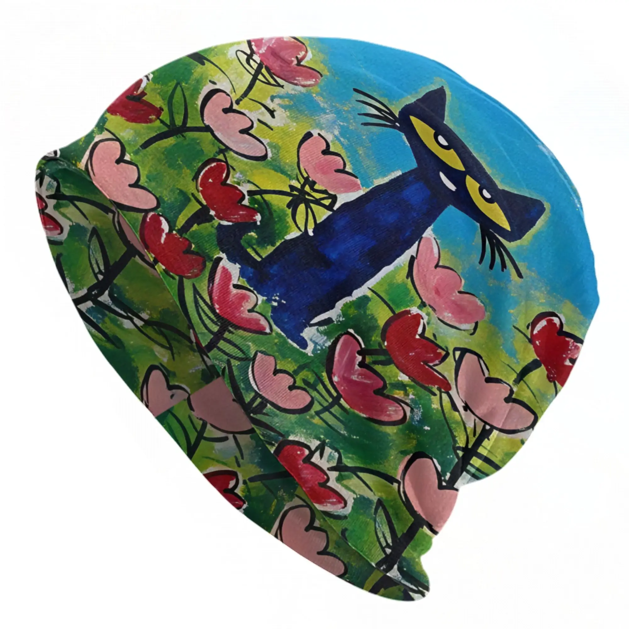 Pete The Cat Stars Comic Beanie Hats  Bonnet Hats Adult Unisex Y2K Cool Hippie Knitting Hat Winter Pattern Head Wrap Caps