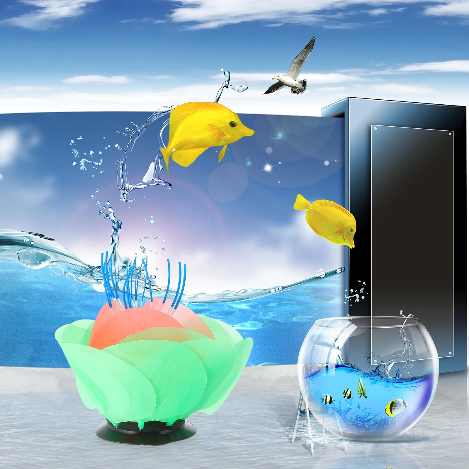 

Fluorescent Flower Decor Artificial Water Lily Floating Pool Flowers Yellow Tank Aquarium Decorations Lifelike