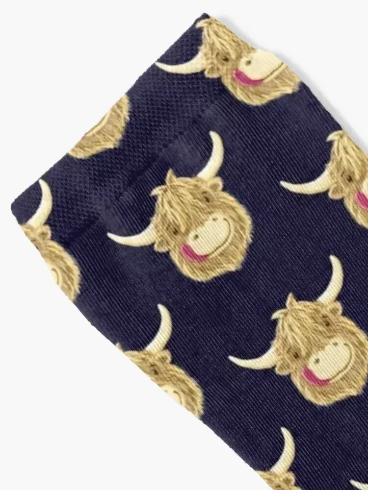 Happy Kids Scottish Highland Cow Socks Rugby cool japanese fashion Run Socks For Men Women's