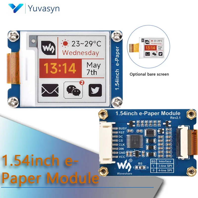 1.54inch e-Paper Raspberry Pi electronic ink screen module HAT+ (G) E-Ink Red/Yellow/Black/White Display Color 200*200