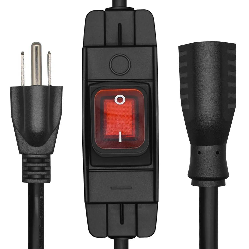 14AWG Power Cord with Switch For nema 5-15P to 5-15R for High Current Applications in Residential Commercial and Workshop Areas