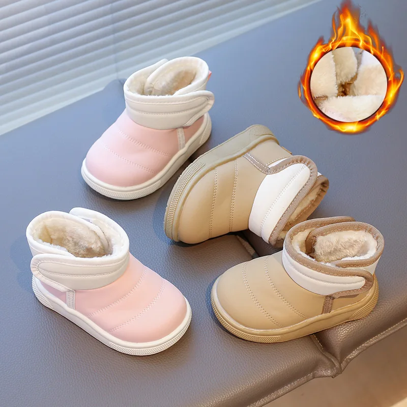 

Winter Plush Boots For Children Thick Warm Cotton Shoes For Girls Velvet Kid's Snow Boots Trend Fashion Winter Boots For Boys