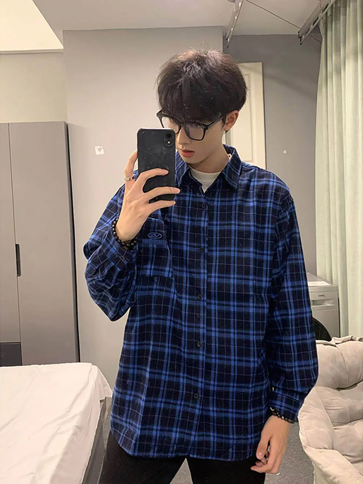 Cleanfit Men's Long Sleeve Plaid Shirt Casual Atmosphere Style Standard Fit Outerwear Cardigan Youth Popular Daily Wear