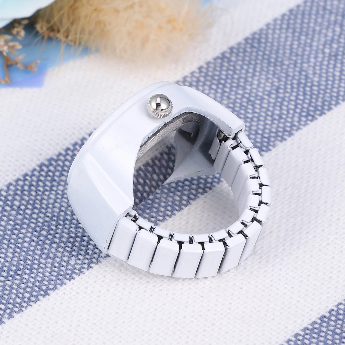 

Watch shaped Ring Women White Mini Digital Watch Finger Wrist Child Fashion Stylish Personalized Novelty Classic Elastic