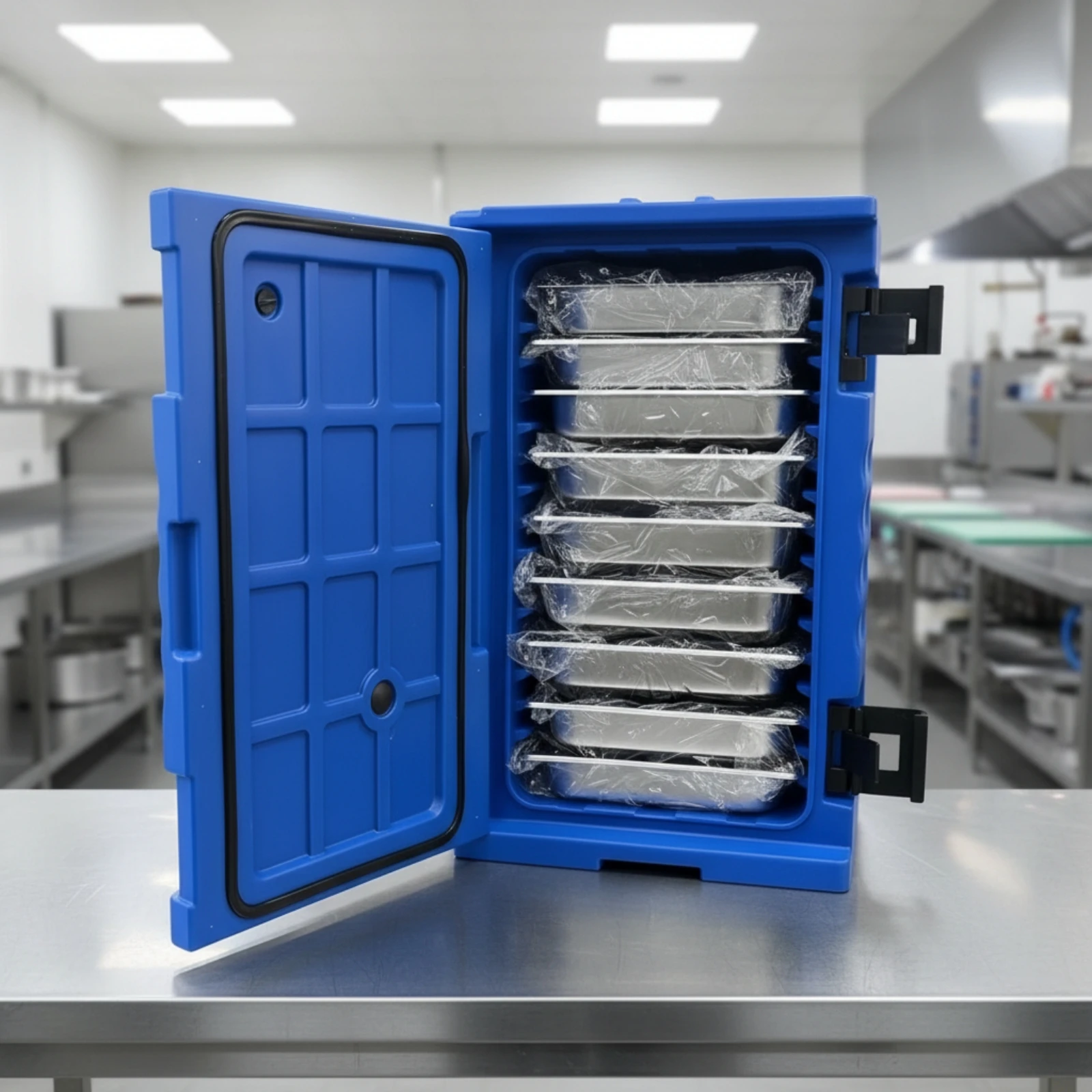 Insulated Food Pan Carrier Temperature-Retaining Insulated Food Carrier Catering Cabinet with Trays Heavy-Duty Vented
