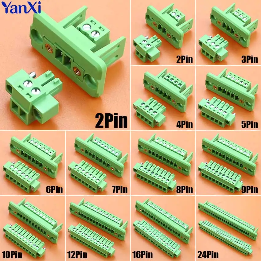 1Set 2P/3P/4P/5P/6P/8P/9P Pluggable Terminal Block Connector JM15EDGKM 3.81mm Pitch Solderless Wiring Plug Connectors