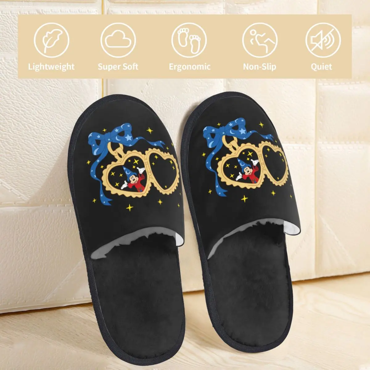 الشتاء المنزل نعال من القطن فانتازيا فيلم الساحر ميكي اكسسوارات المنزلية الفراء الشرائح النعال داخلي لينة عدم الانزلاق الشرائح #2