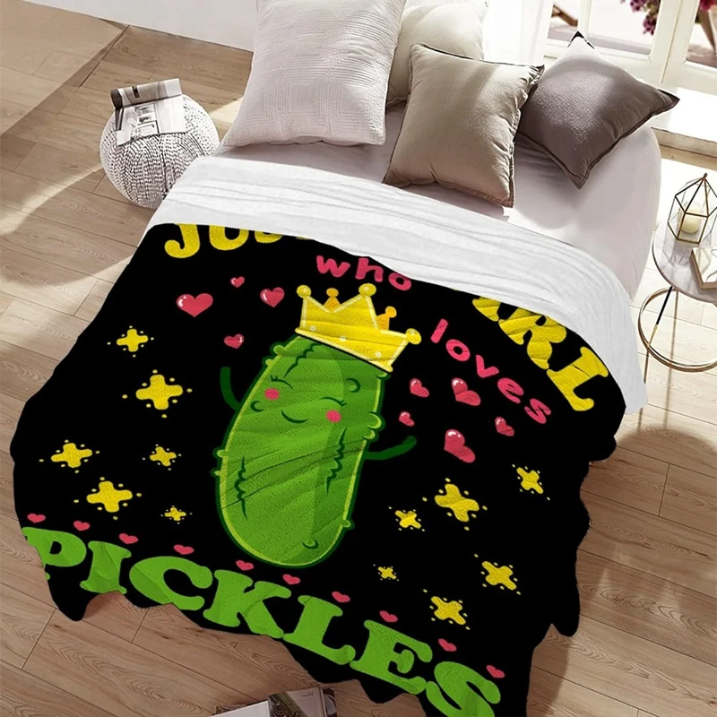 1 Piece Pickle Blanket Funny Gift Flannel Pickle Blanket Adult Size For Comfy Plush-Just A Girl Who Loves Pickle