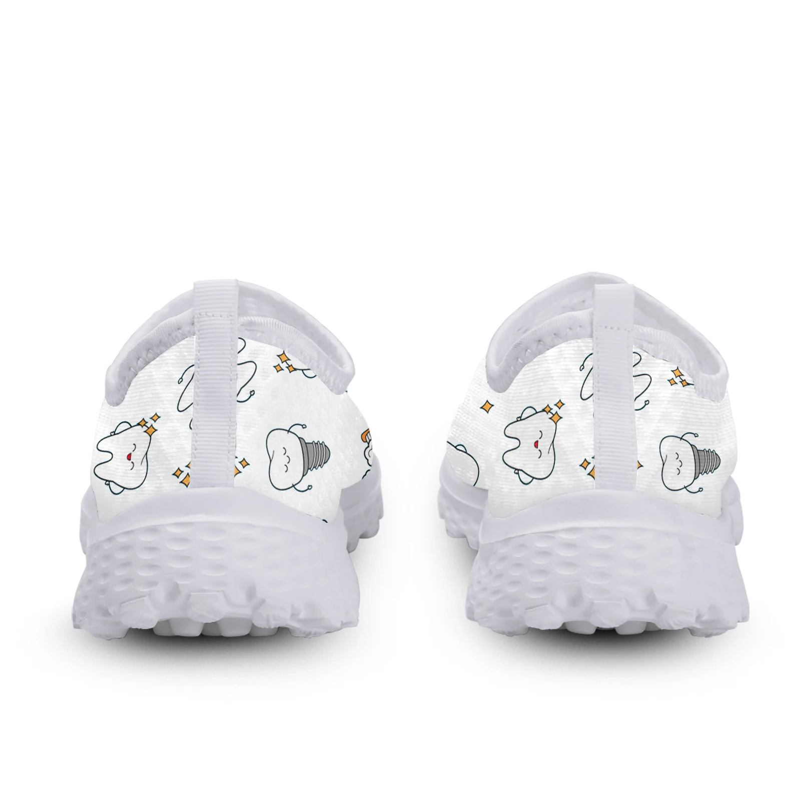 INSTANTARTS Fashion Dentist Cartoon Women Flat Shoes Tooth Cartoon Breathable Mesh Sneaker Femme Slip-on Loafers Beach Footwear