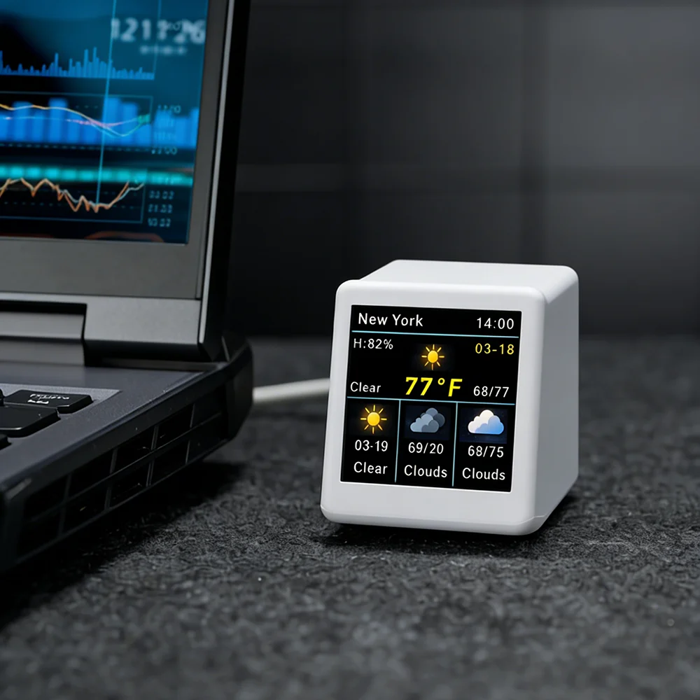 Intelligent Weather Clock Ultra Full Screen Animation Multi Day Weather Forecast Flip Clock Electronic Album Desktop Ornament