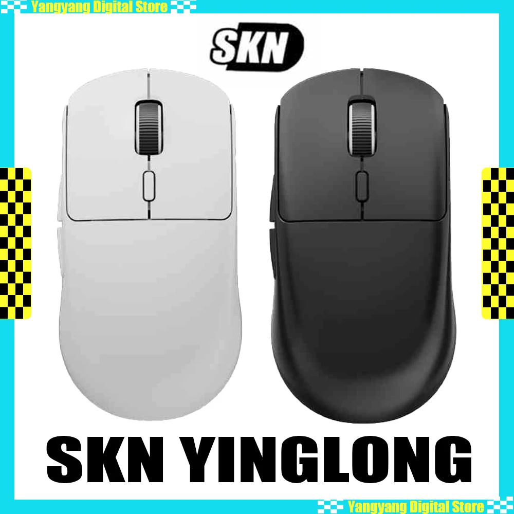 SKN Yinglong Wireless Mouse Dual 8K PAW3950 Low Delay Bluetooth 3 Modes Gaming Mouse Web Driver Lightweight PC Gamer Accessories