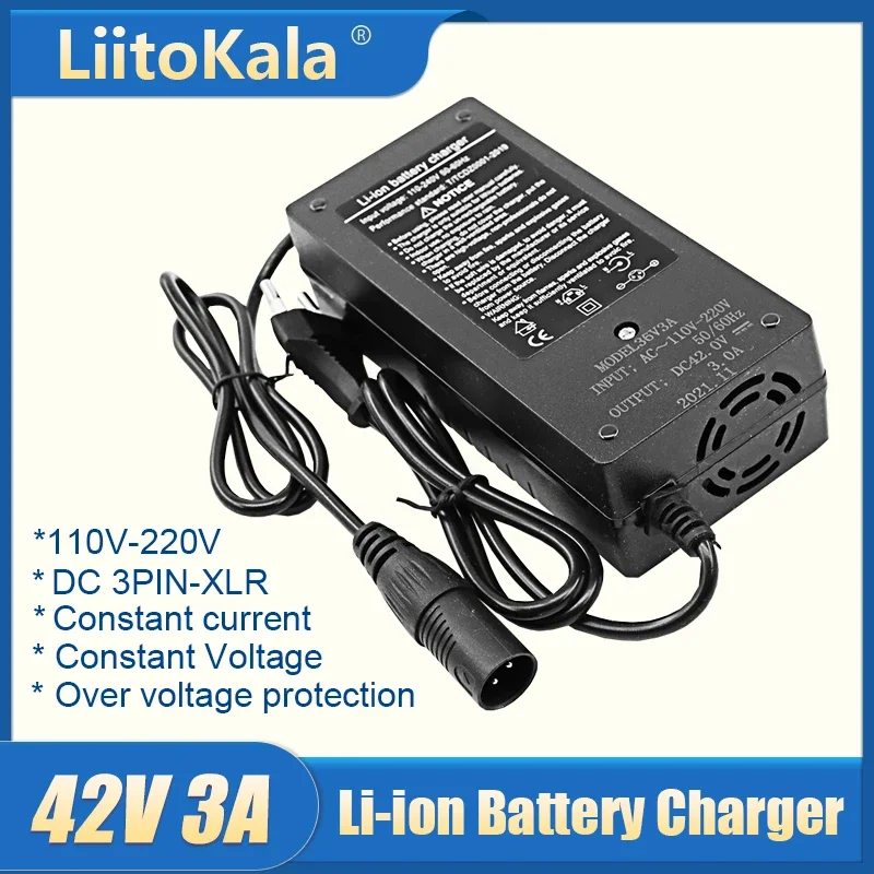 

NewLiitoKala 42V 3A Lithium Battery Charger, Suitable For 10S 36V Connector DC XLR High-Power Full Charge Self Stop