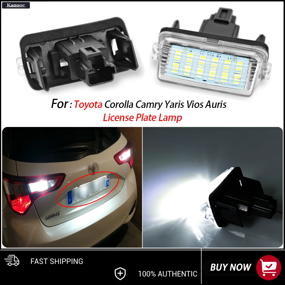For Toyota Corolla Camry Yaris Vios Auris  2Pcs LED License Plate Light Tag Lights Compatible