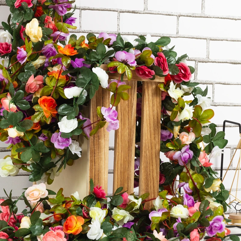 Unrovice 2.5M Primavera Autunno Fiori di rosa artificiali Ghirlanda Matrimonio Casa Camera Parete fai da te Pianta finta Viti Decorazione arco da