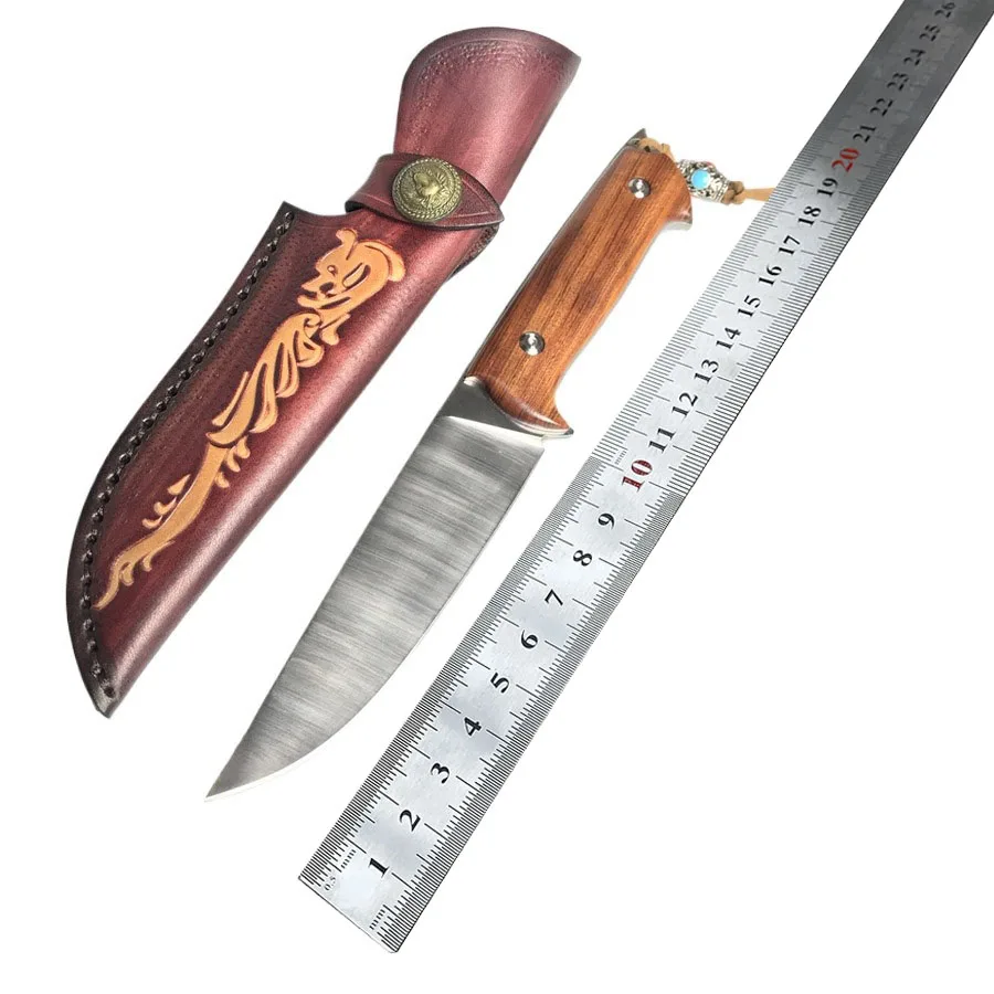 

Sandvik Integrated Steel Fixed Blade Knife Wooden Handle Outdoor Camping Hunting Tool Hand Tools For Survival Self Defense