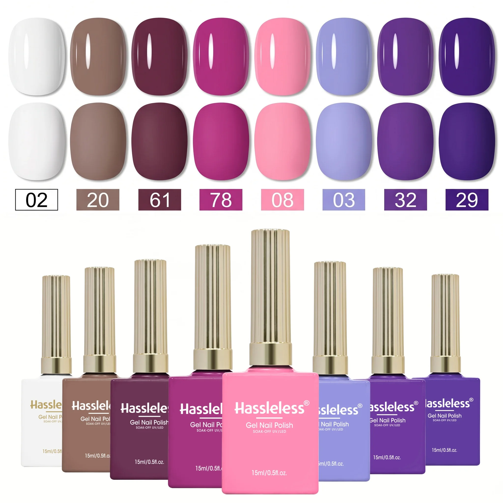 Hassleless 8Pcs Nail Polish Gel Set——Suitable for Women's Salons and Home Manicures, It Is the Preferred Choice for Nail Enthusiasts, with a Formula That Is Long-Lasting and Won'T Peel Off Easily