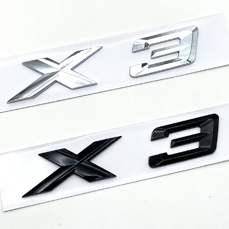 

3D ABS Black Chrome Car Letters Rear Trunk Badge X3 Logo For BMW X3 F25 Sticker Emblem X3 E83 F25 G01 Lettering Accessories