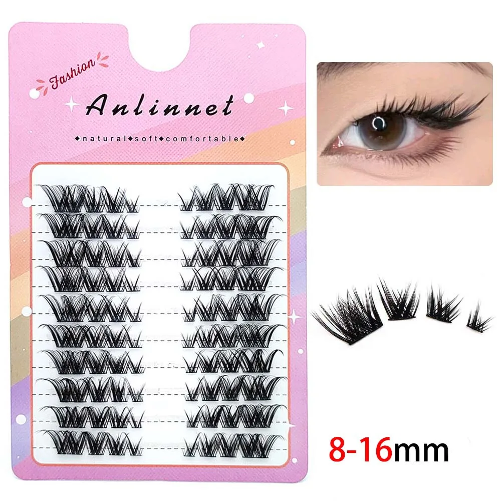 

10 Rows Handmade 5D Mink Individual Eyelashes Wipy Fluffy Natural and Thick Style Manga Lashes Cluster Lashes Women