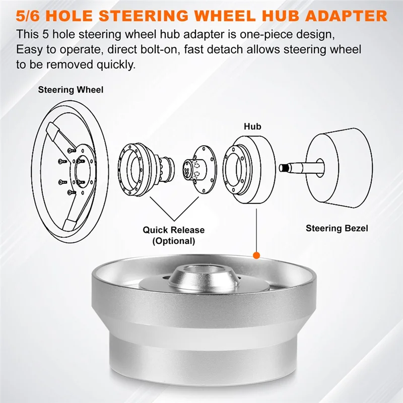 

Universall 5 & 6 Hole Billet Steering Wheel Hub Adapter For Chevy 1969-1994 Short Hub Connector Car Accessories